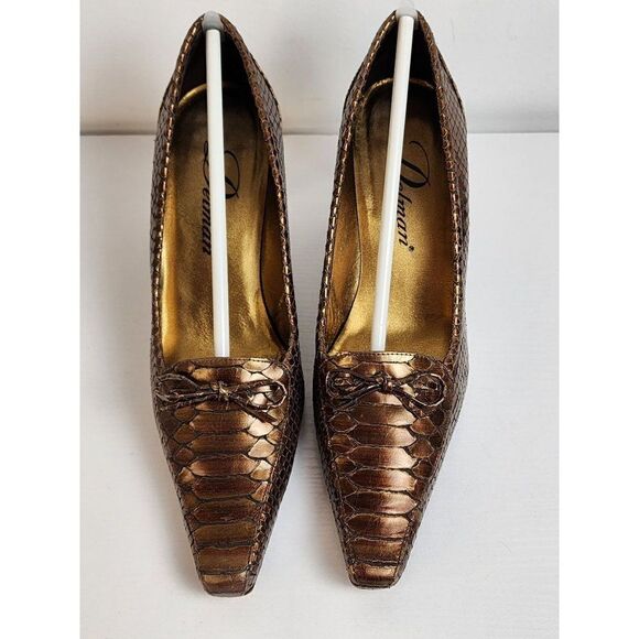 Delman Gold Snake Skin Design Vintage Shoes, Size 7.5 - Picture 8 of 8